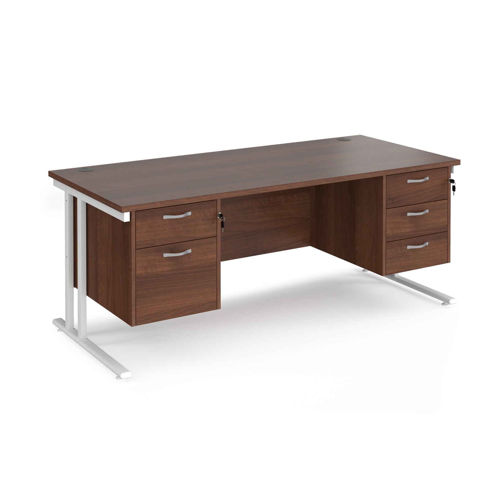 Maestro 800mm Deep Straight Cantilever Leg Office Desk with Three and Two Drawer Pedestal